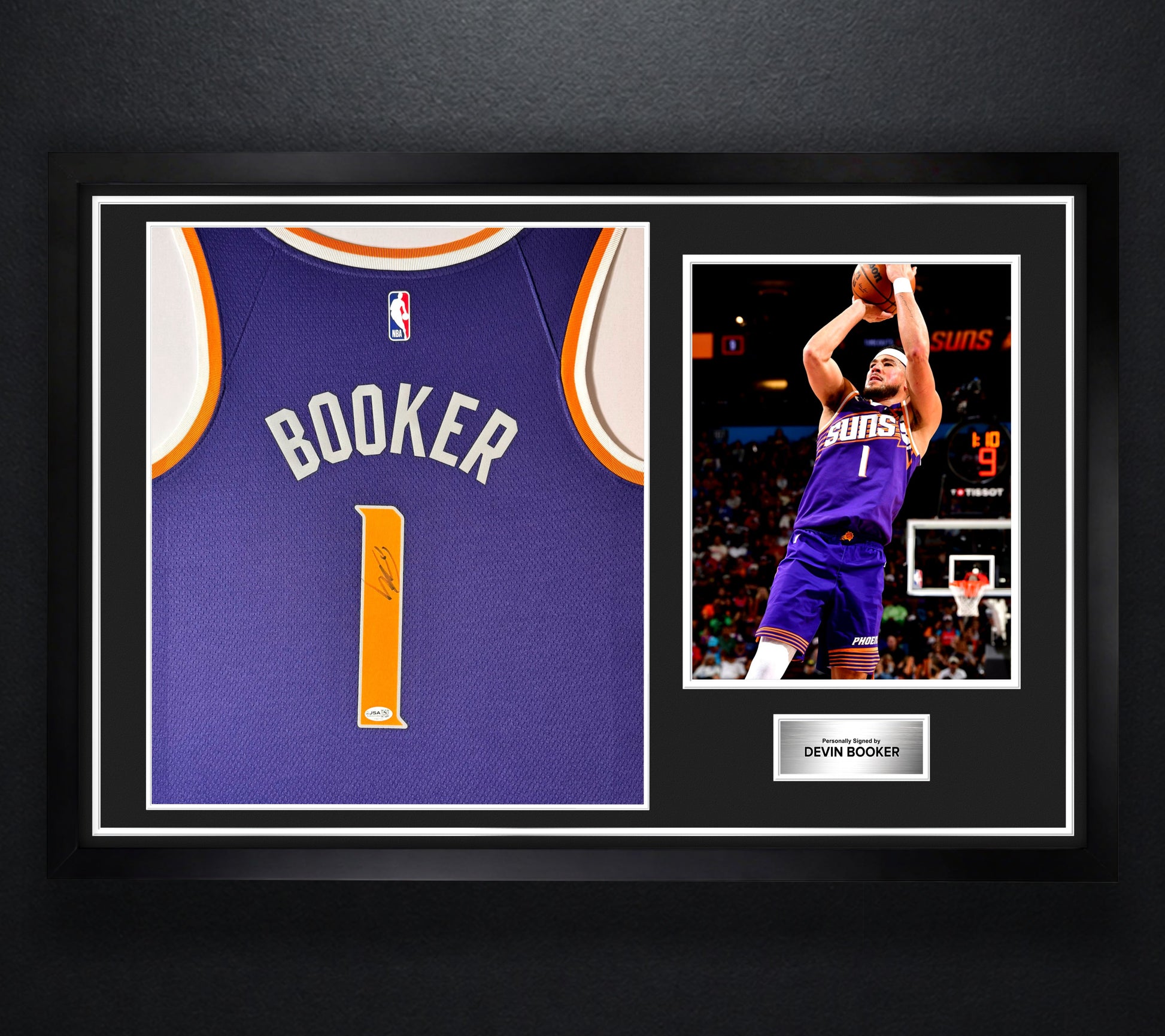 Devin Booker Signed Phoenix Suns Nike Jersey Framed JSA COA - Photo of frame
