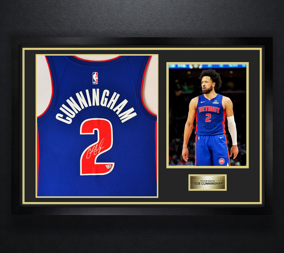 Cade Cunningham Signed Detroit Pistons Nike Jersey Framed Fanatics COA - Photo of frame