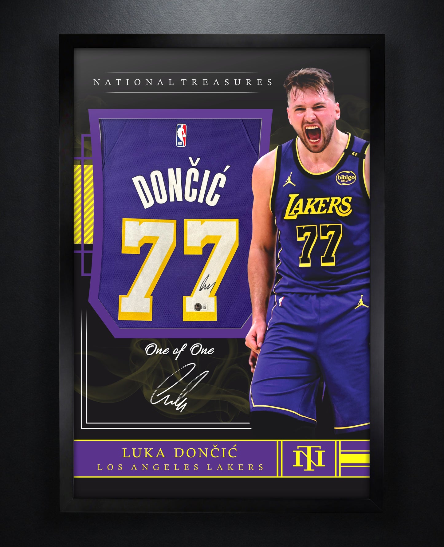 Luka Doncic Signed Los Angeles Lakers Nike Jersey Framed Beckett LOA & COA - Photo of frame