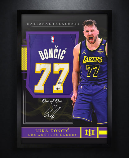 Luka Doncic Signed Los Angeles Lakers Nike Jersey Framed Beckett LOA & COA - Photo of frame
