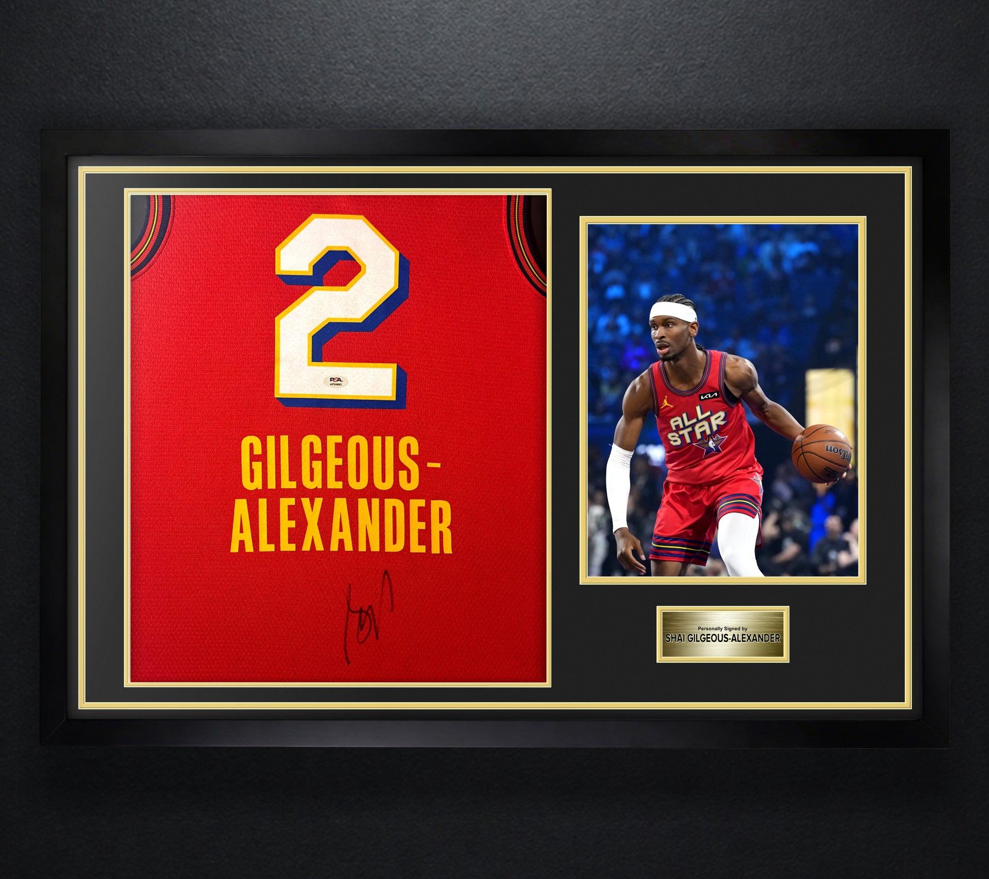 Shai Gilgeous-Alexander Signed 2025 NBA All-Star Nike Jersey Framed PSA COA - Photo of frame