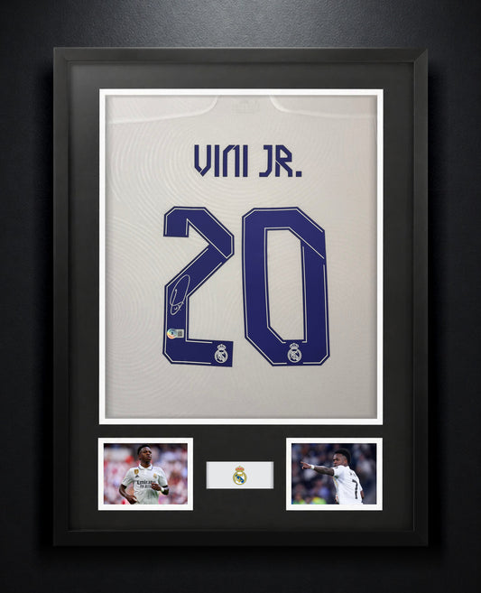 Vinicius Junior Signed Real Madrid Adidas Jersey Framed Beckett COA - Photo of frame