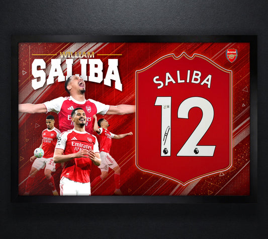 William Saliba Signed Arsenal Adidas Jersey Framed Beckett COA - Photo of frame