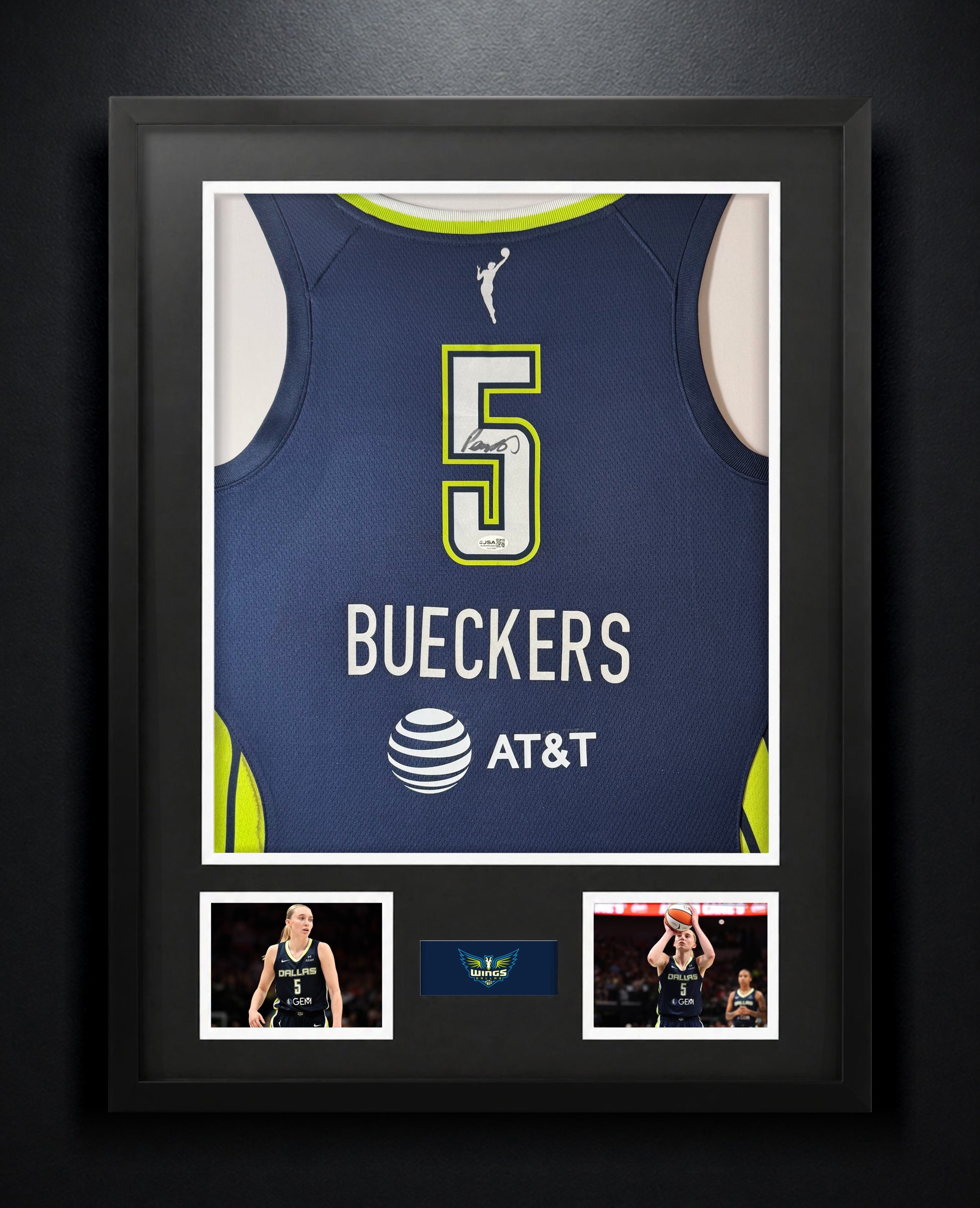 Paige Bueckers Signed Dallas Wings Nike Jersey Framed JSA COA - Photo of frame