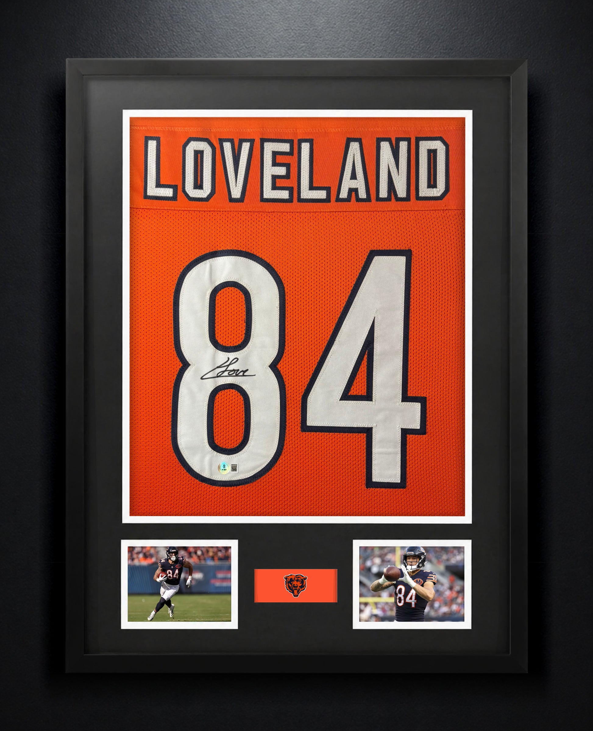 Colston Loveland Signed Chicago Bears Jersey Framed Beckett COA - Photo of frame