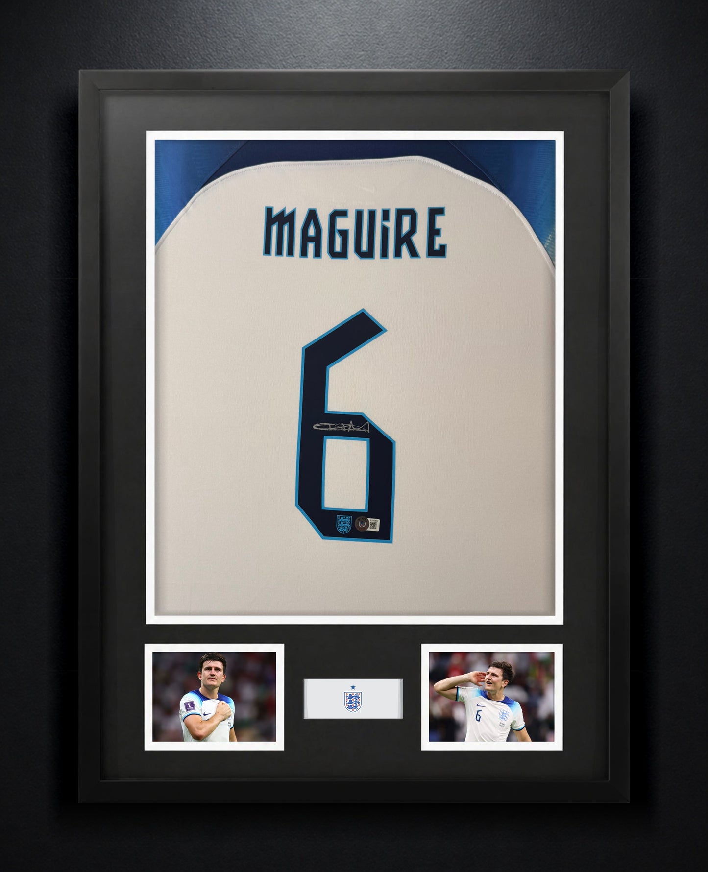 Harry Maguire Signed England Nike Jersey Framed Beckett COA - Photo of frame