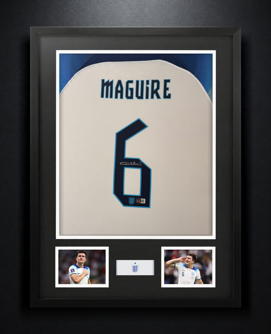 Harry Maguire Signed England Nike Jersey Framed Beckett COA - Photo of frame