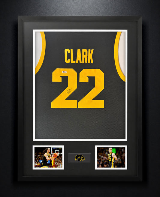 Caitlin Clark Signed Iowa Hawkeyes Nike Jersey Framed PSA COA - Photo of frame