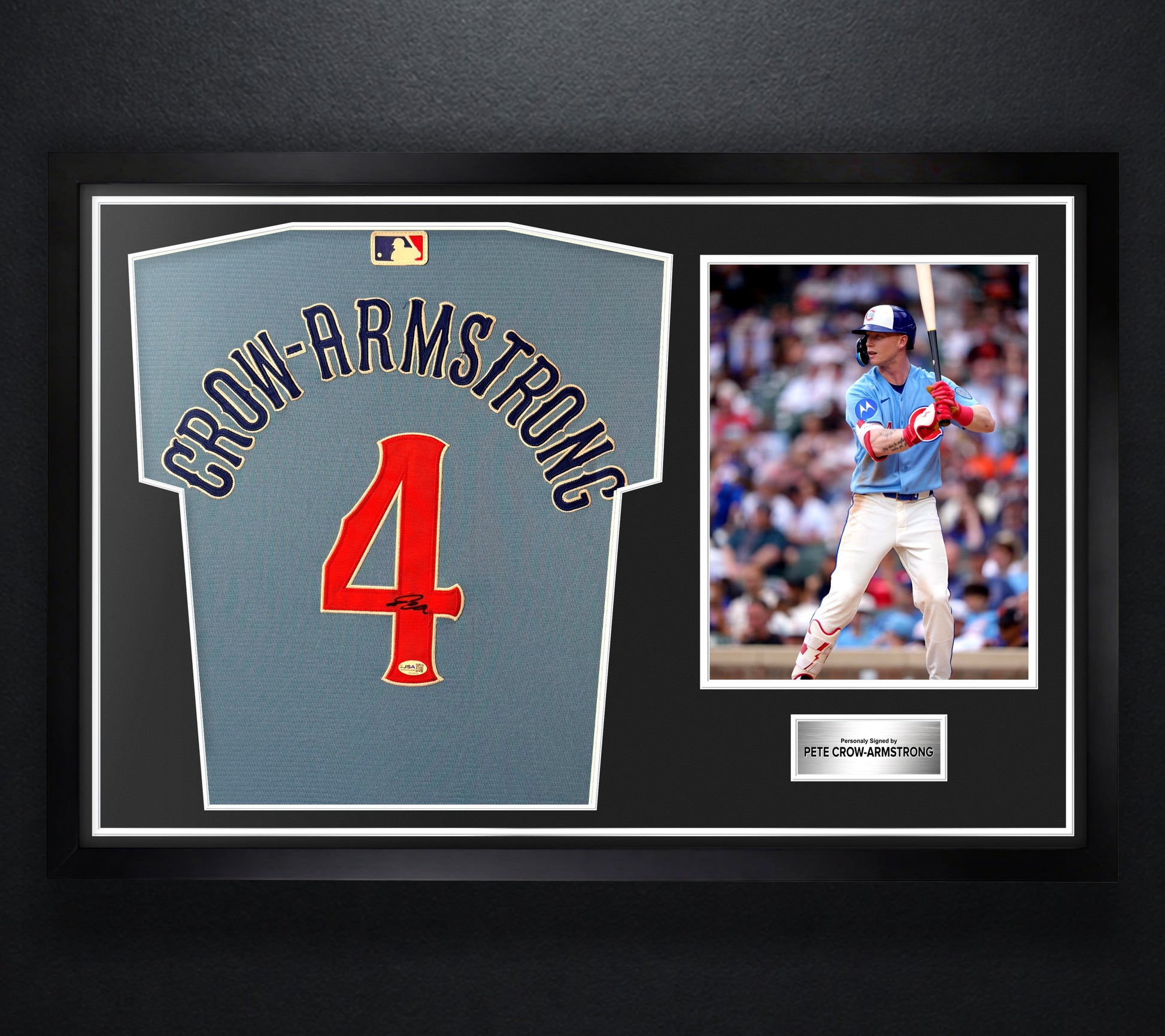 Pete Crow-Armstrong Signed Chicago Cubs Nike Jersey Framed JSA COA - Photo of frame