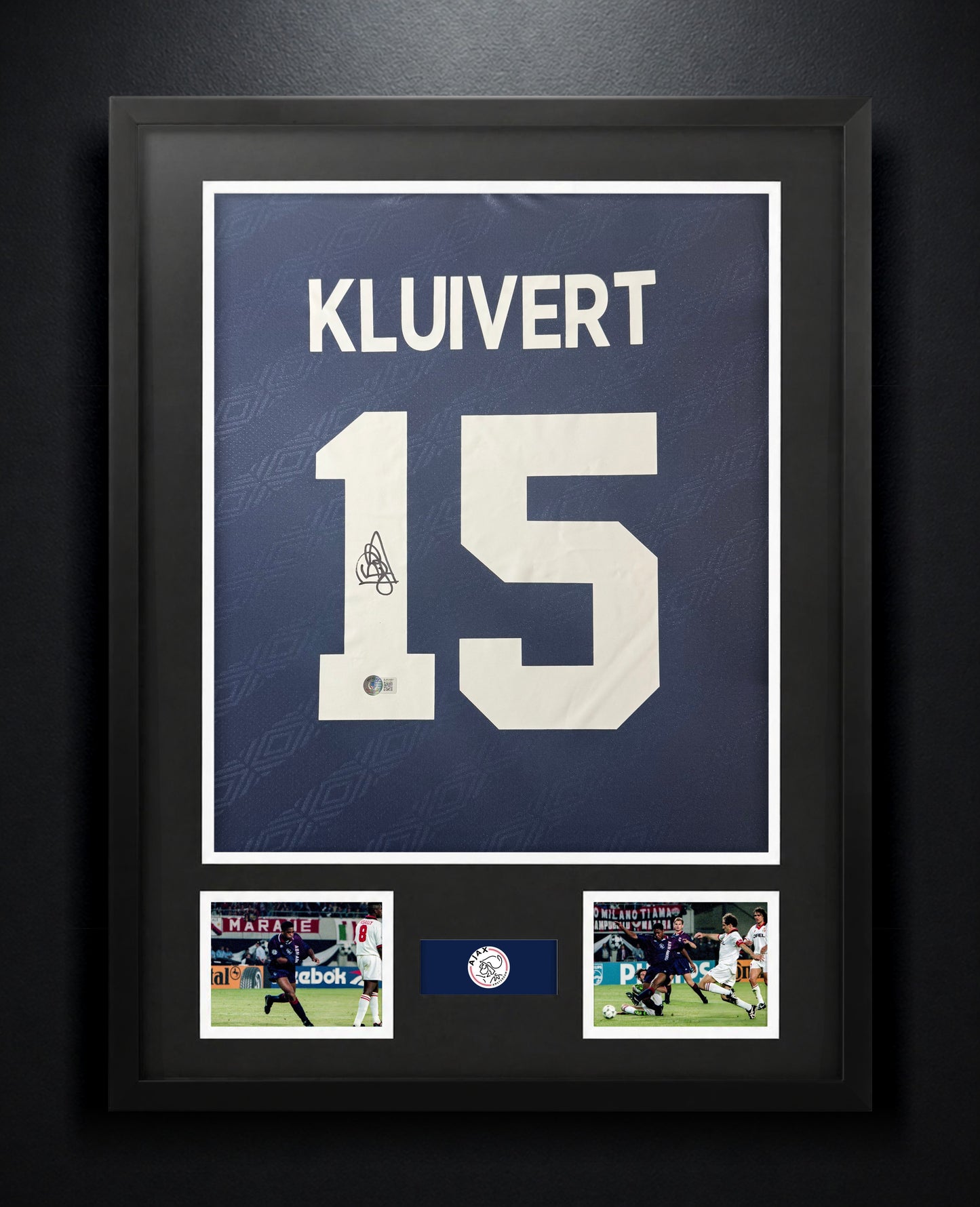 Patrick Kluivert Signed Ajax Umbro Jersey Framed Beckett COA - Photo of frame