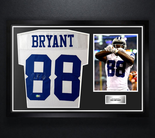 Dez Bryant Signed Dallas Cowboys Jersey Framed Beckett COA - Photo of frame