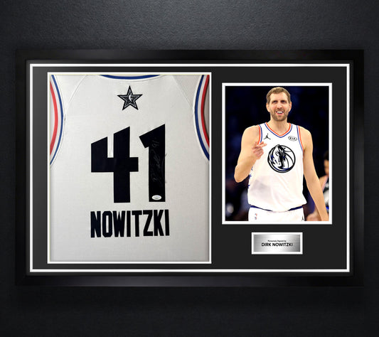 Dirk Nowitzki Signed All Star 2019 Nike Jersey Framed JSA COA - Photo of frame