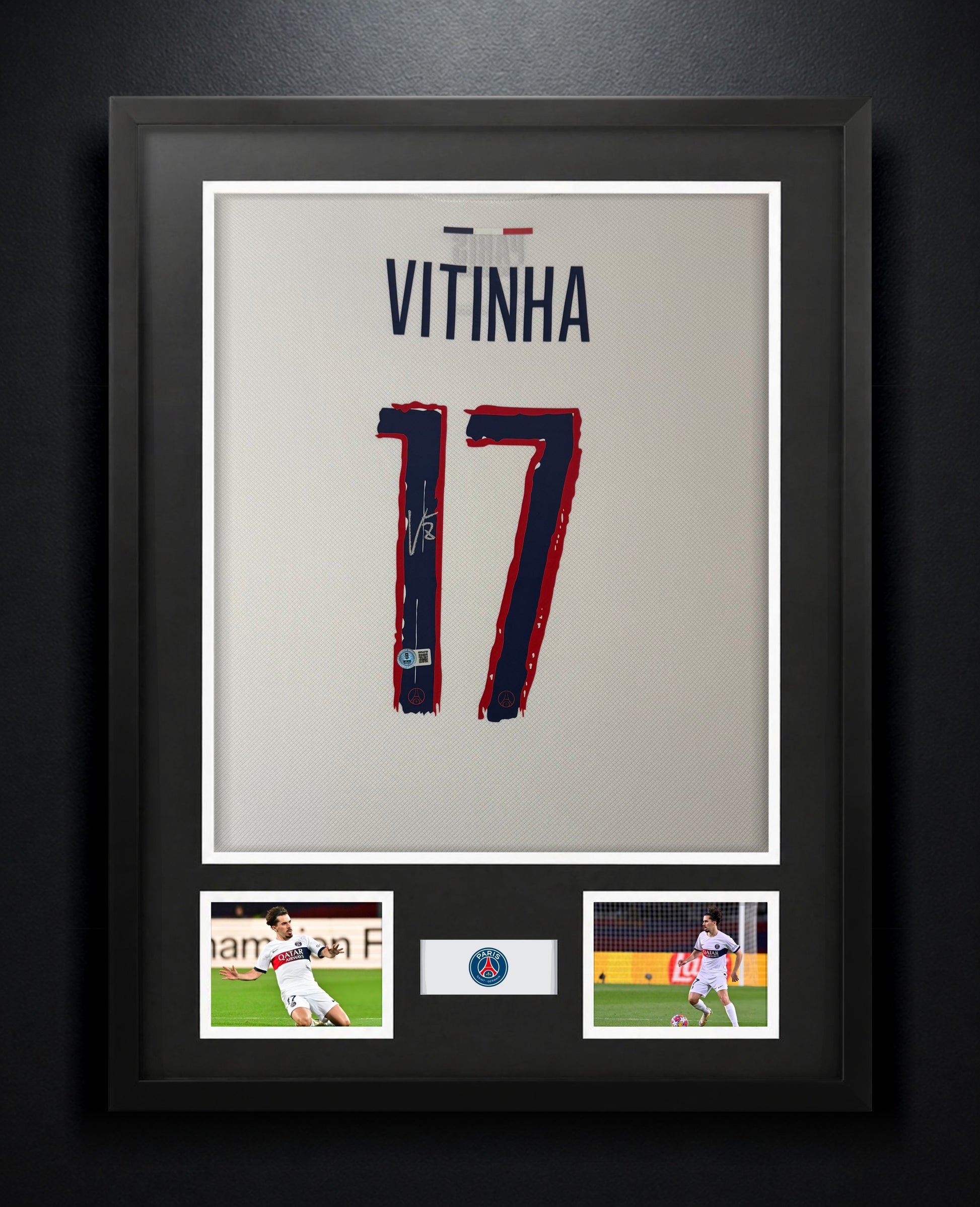Vitinha Signed PSG Nike Jersey Framed Beckett COA - Photo of frame