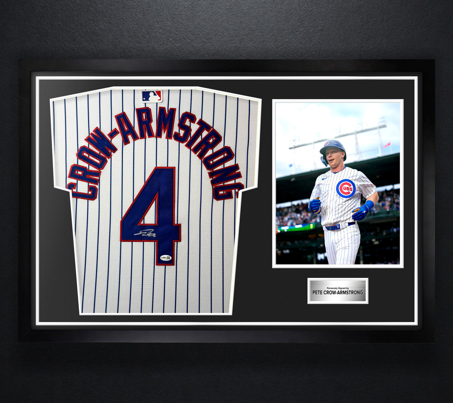 Pete Crow-Armstrong Signed Chicago Cubs Nike Jersey Framed JSA COA - Photo of frame