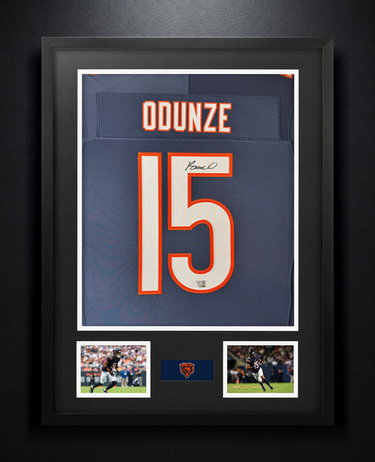 Rome Odunze Signed Chicago Bears Nike Jersey Framed Fanatics COA - Photo of frame