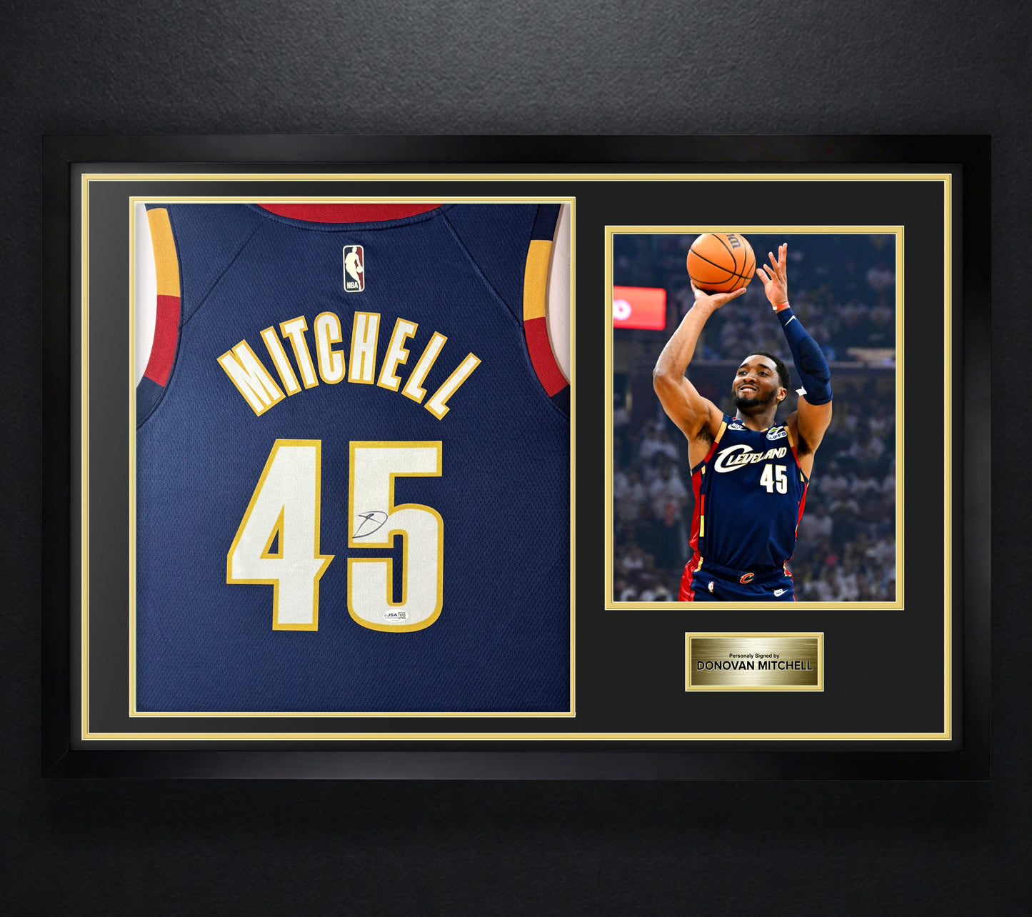 Donovan Mitchell Signed Cleveland Cavaliers Nike Jersey Framed JSA COA - Photo of frame