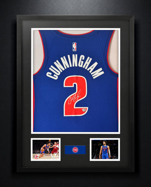 Cade Cunningham Signed Detroit Pistons Nike Jersey Framed Fanatics COA - Photo of frame