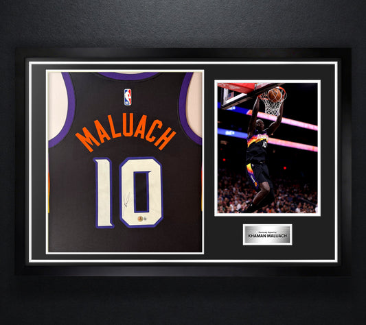 Khaman Maluach Signed Phoenix Suns Nike Jersey Framed Beckett COA - Photo of frame