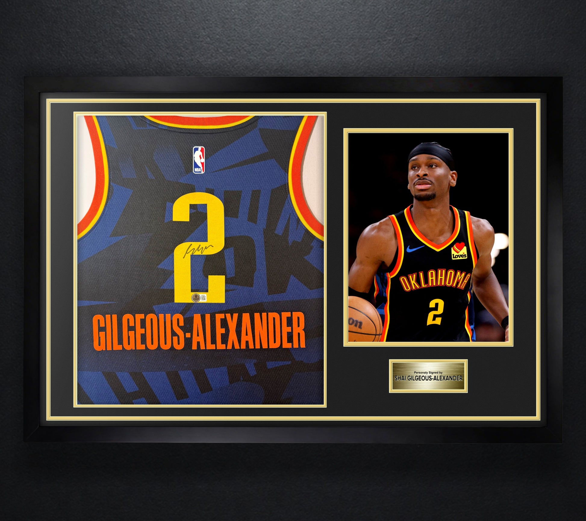 Shai Gilgeous-Alexander Signed Oklahoma City Thunder Nike Jersey Framed Beckett COA - Photo of frame