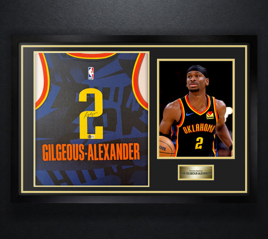 Shai Gilgeous-Alexander Signed Oklahoma City Thunder Nike Jersey Framed Beckett COA - Photo of frame