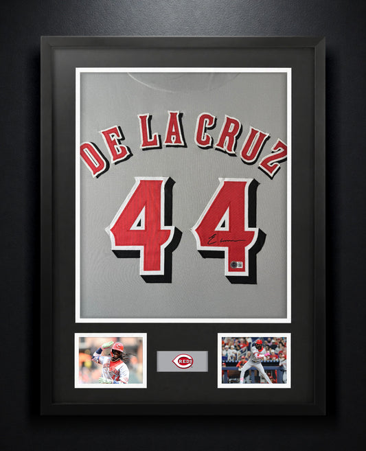 Elly De La Cruz Signed Cincinnati Reds Jersey Framed Beckett COA - Photo of frame