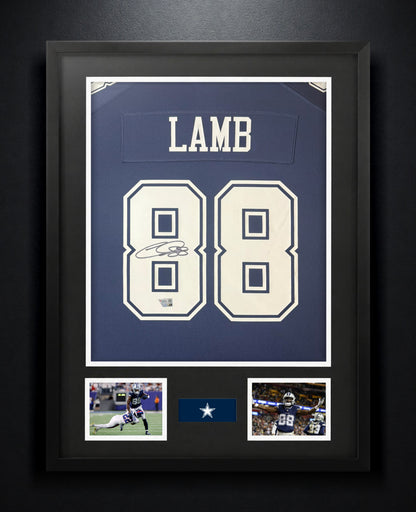 CeeDee Lamb Signed Dallas Cowboys Nike Jersey Framed Fanatics COA - Photo of frame