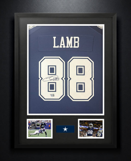 CeeDee Lamb Signed Dallas Cowboys Nike Jersey Framed Fanatics COA - Photo of frame