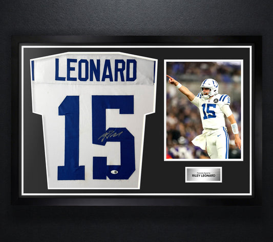 Riley Leonard Signed Indianapolis Colts Jersey Framed JSA COA - Photo of frame