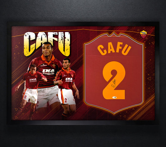 Cafu Signed AS Roma Diadora Jersey Framed JSA COA - Photo of frame