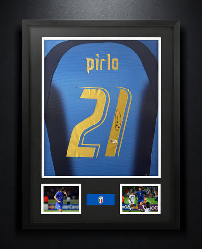 Andrea Pirlo Signed Italy Italy Jersey Framed Beckett COA - Photo of frame
