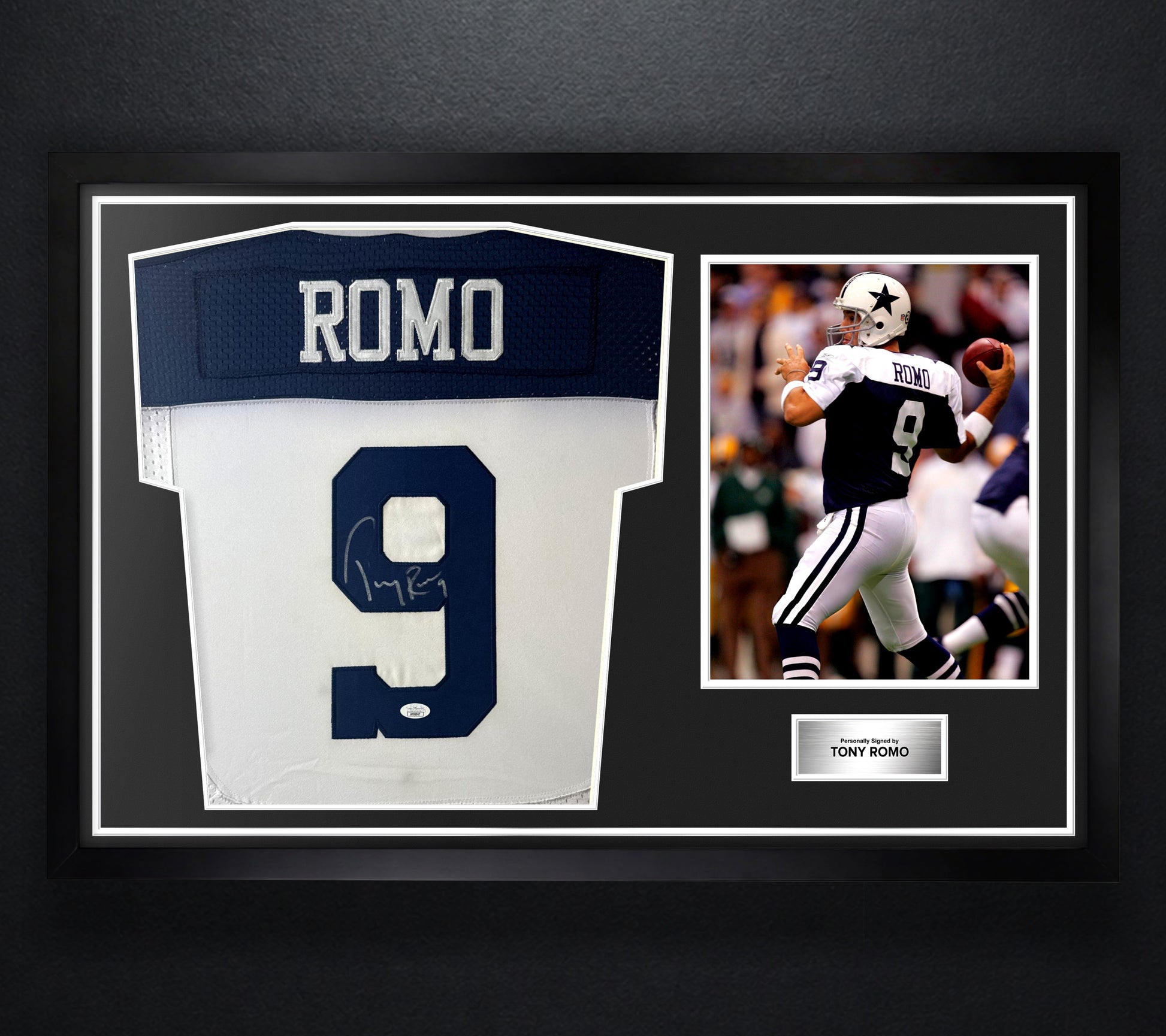 Tony Romo Signed Dallas Cowboys Jersey Framed JSA COA - Photo of frame