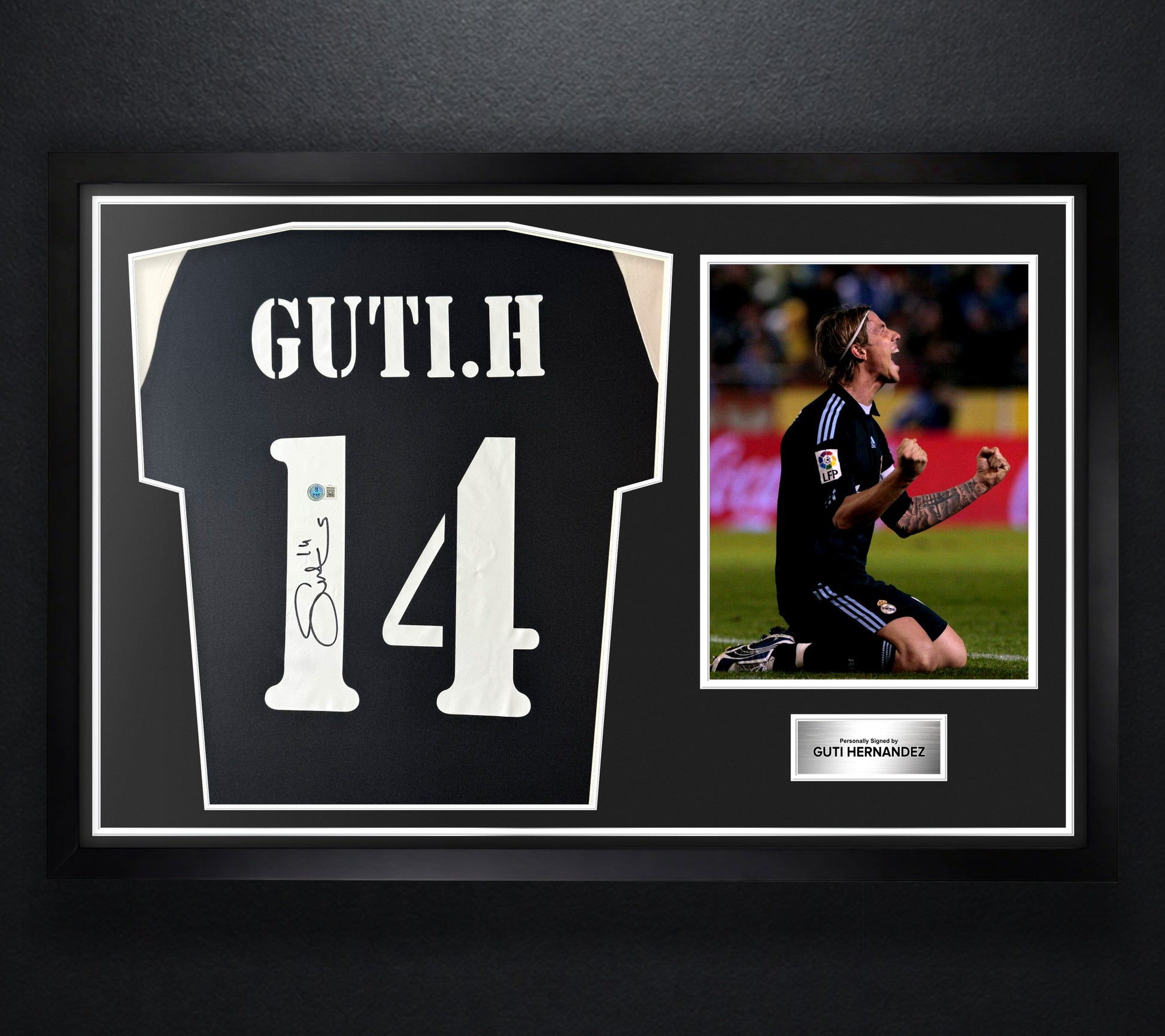 Guti Hernandez Signed Real Madrid Adidas Jersey Framed Beckett COA - Photo of frame