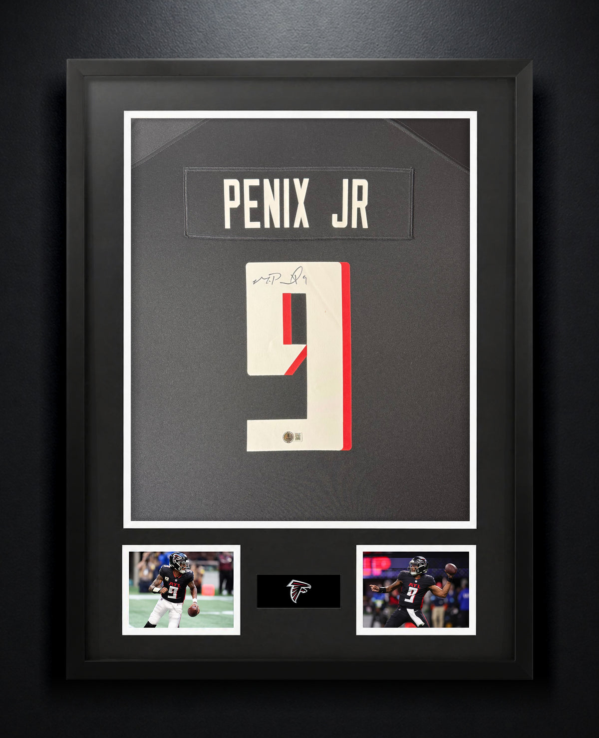 Michael Penix Jr. Signed Atlanta Falcons Nike Jersey Framed Beckett COA - Photo of frame