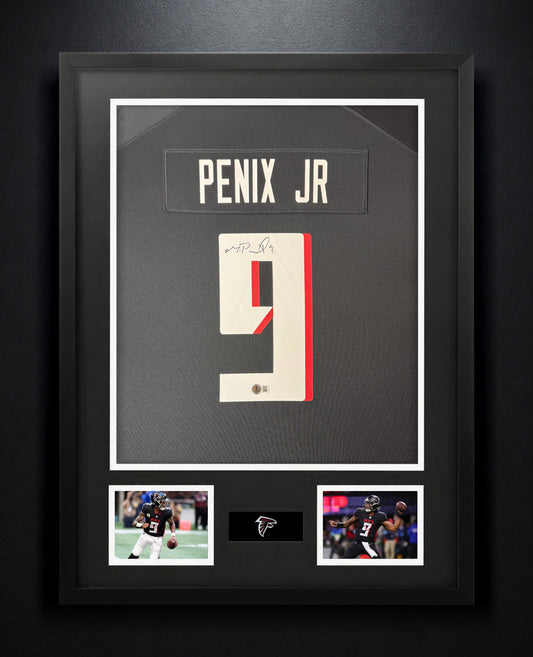 Michael Penix Jr. Signed Atlanta Falcons Nike Jersey Framed Beckett COA - Photo of frame