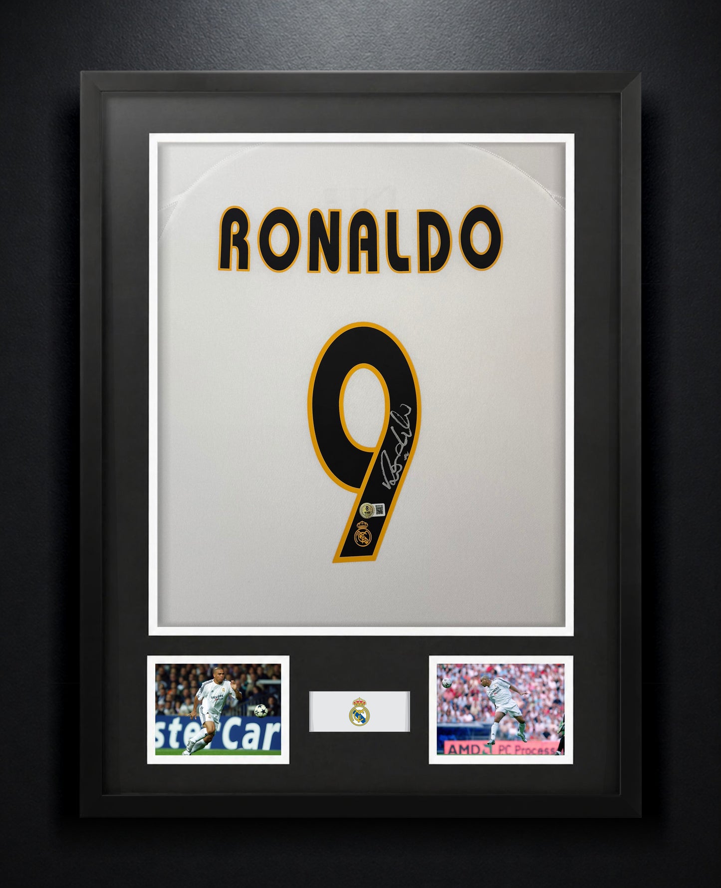 Ronaldo Nazario Signed Real Madrid Adidas Jersey Framed Beckett COA - Photo of frame