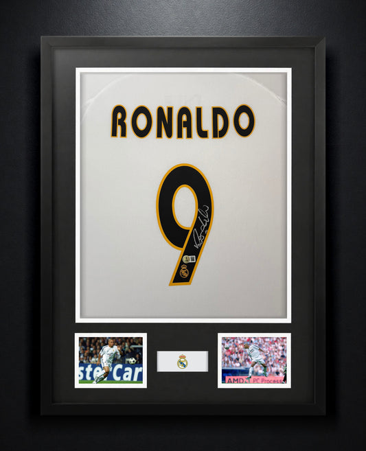 Ronaldo Nazario Signed Real Madrid Adidas Jersey Framed Beckett COA - Photo of frame