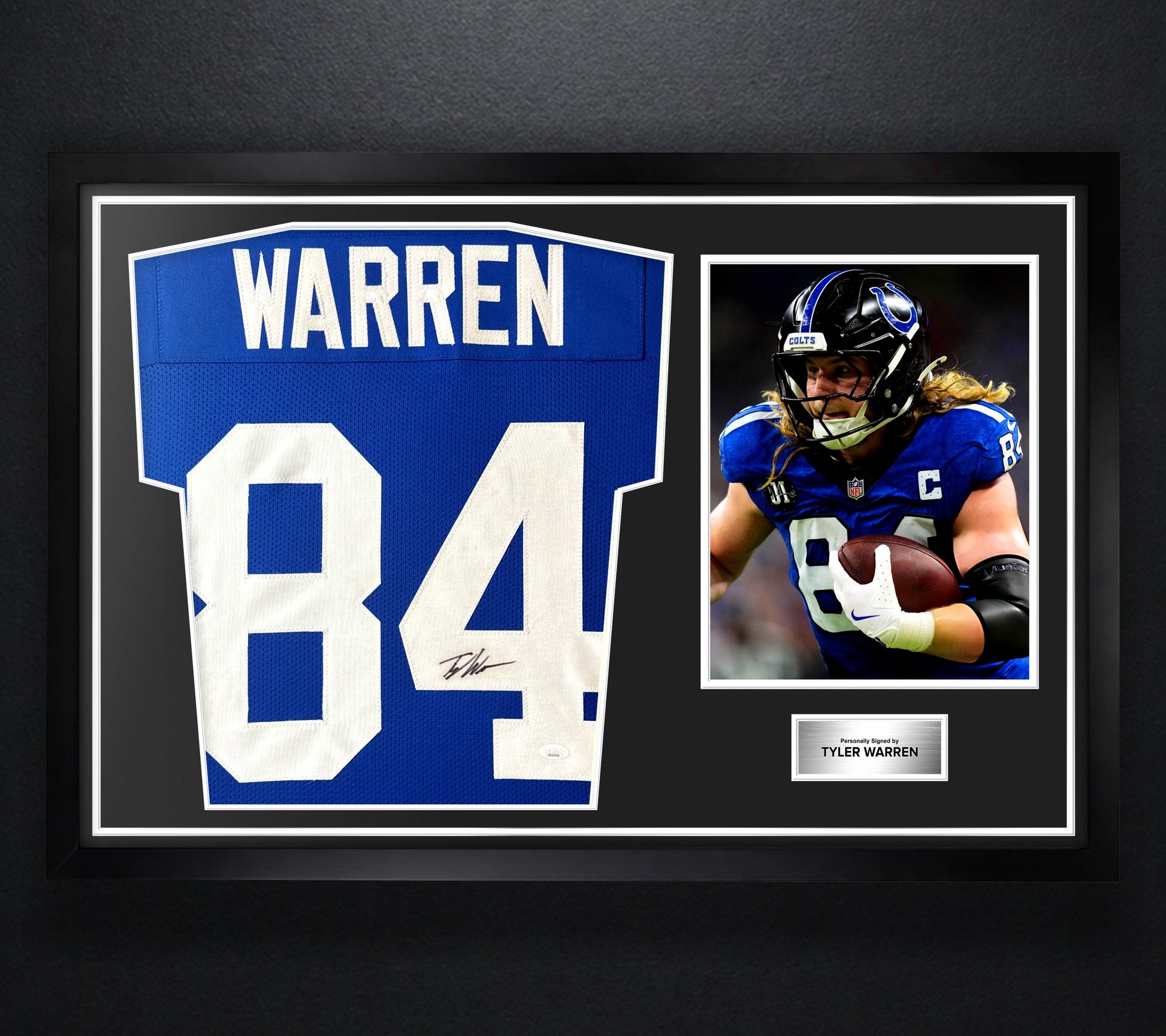 Tyler Warren Signed Indianapolis Colts Jersey Framed JSA COA - Photo of frame