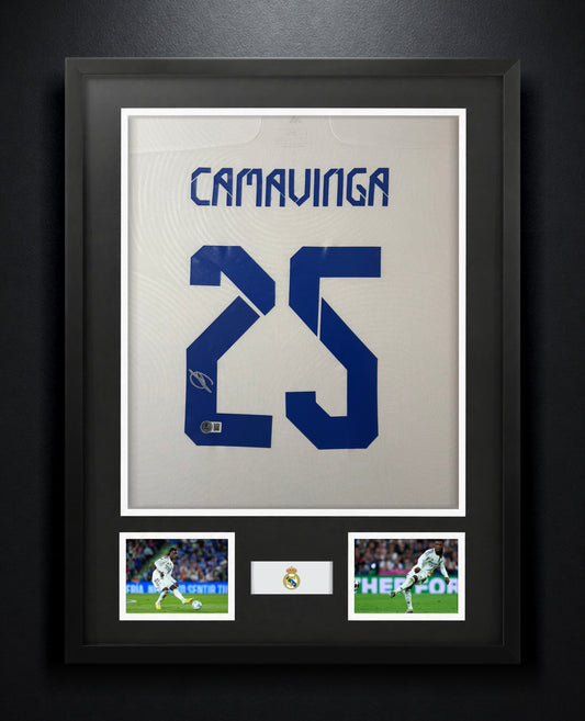 Eduardo Camavinga Signed Real Madrid Adidas Jersey Framed Beckett COA - Photo of frame