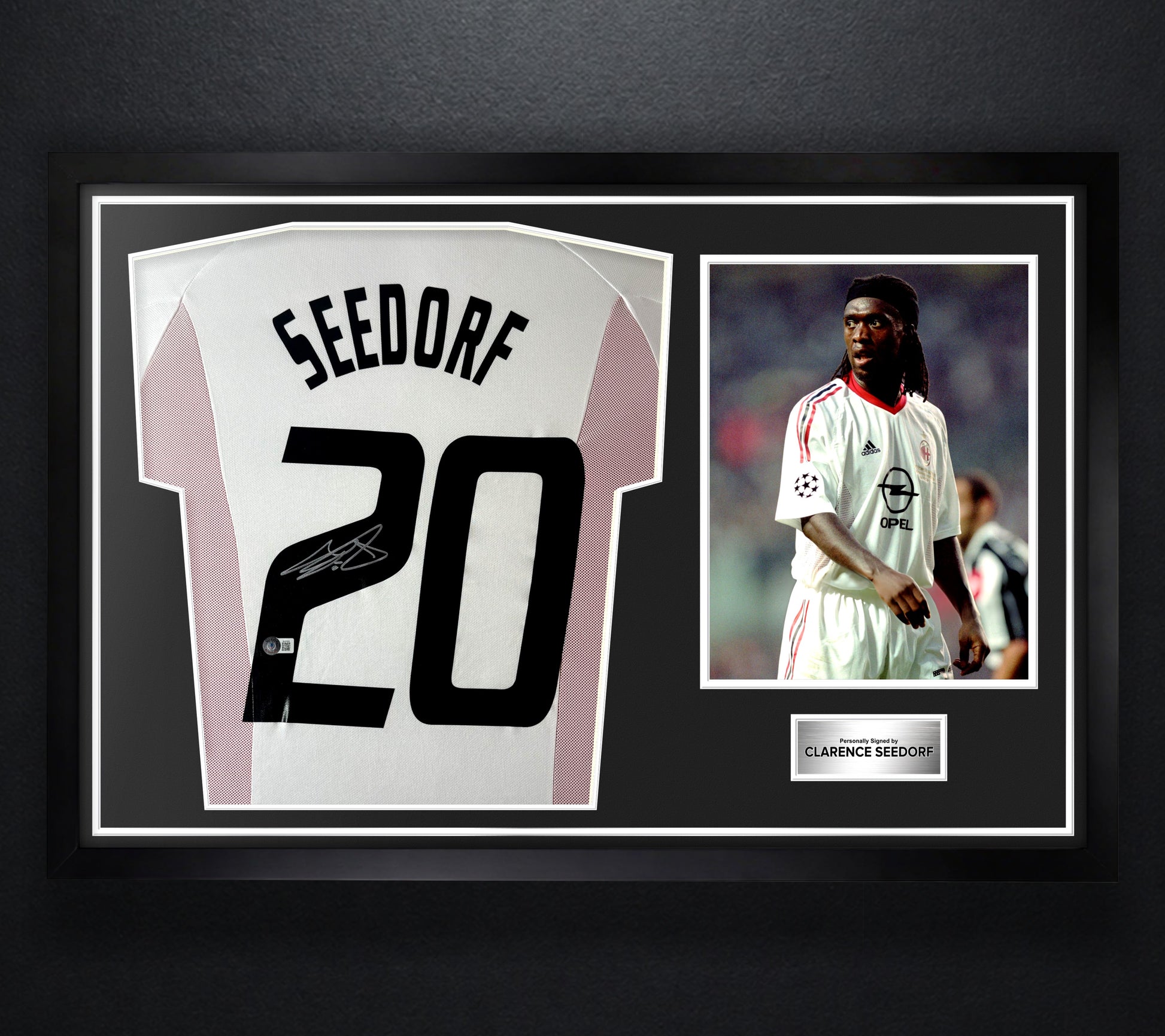 Clarence Seedorf Signed AC Milan Adidas Jersey Framed Beckett COA - Photo of frame