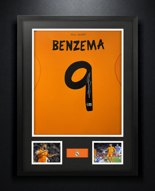 Karim Benzema Signed Real Madrid Jersey Framed Beckett COA - Photo of frame
