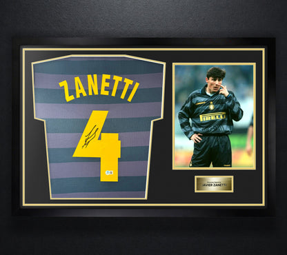 Javier Zanetti Signed Inter Milan Umbro Jersey Framed Beckett COA - Photo of frame