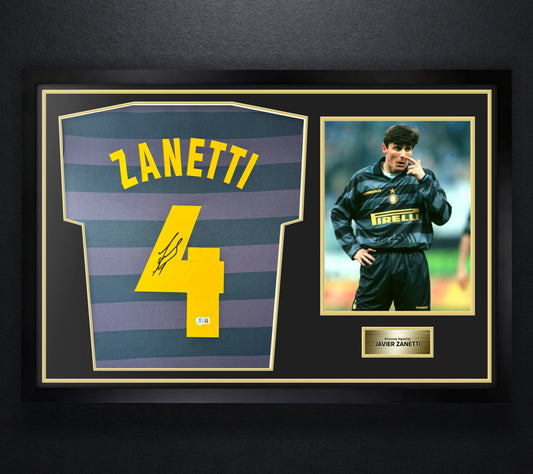 Javier Zanetti Signed Inter Milan Umbro Jersey Framed Beckett COA - Photo of frame