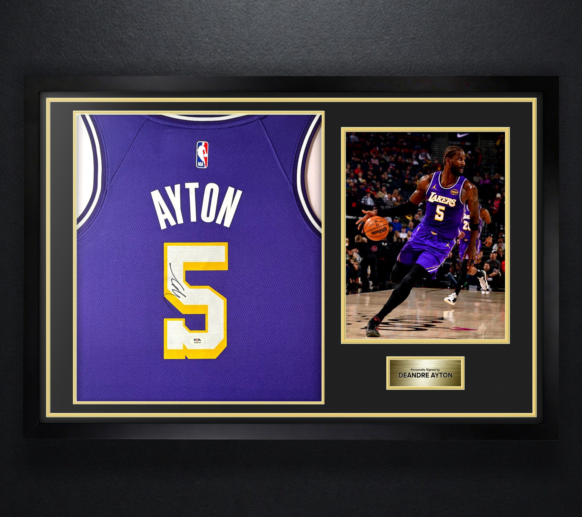 Deandre Ayton Signed Los Angeles Lakers Nike Jersey Framed PSA COA - Photo of frame