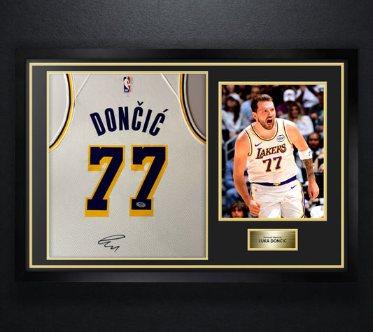 Luka Doncic Signed Los Angeles Lakers Nike Jersey Framed PSA COA - Photo of frame