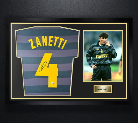 Javier Zanetti Signed Inter Milan Umbro Jersey Framed Beckett COA - Photo of frame