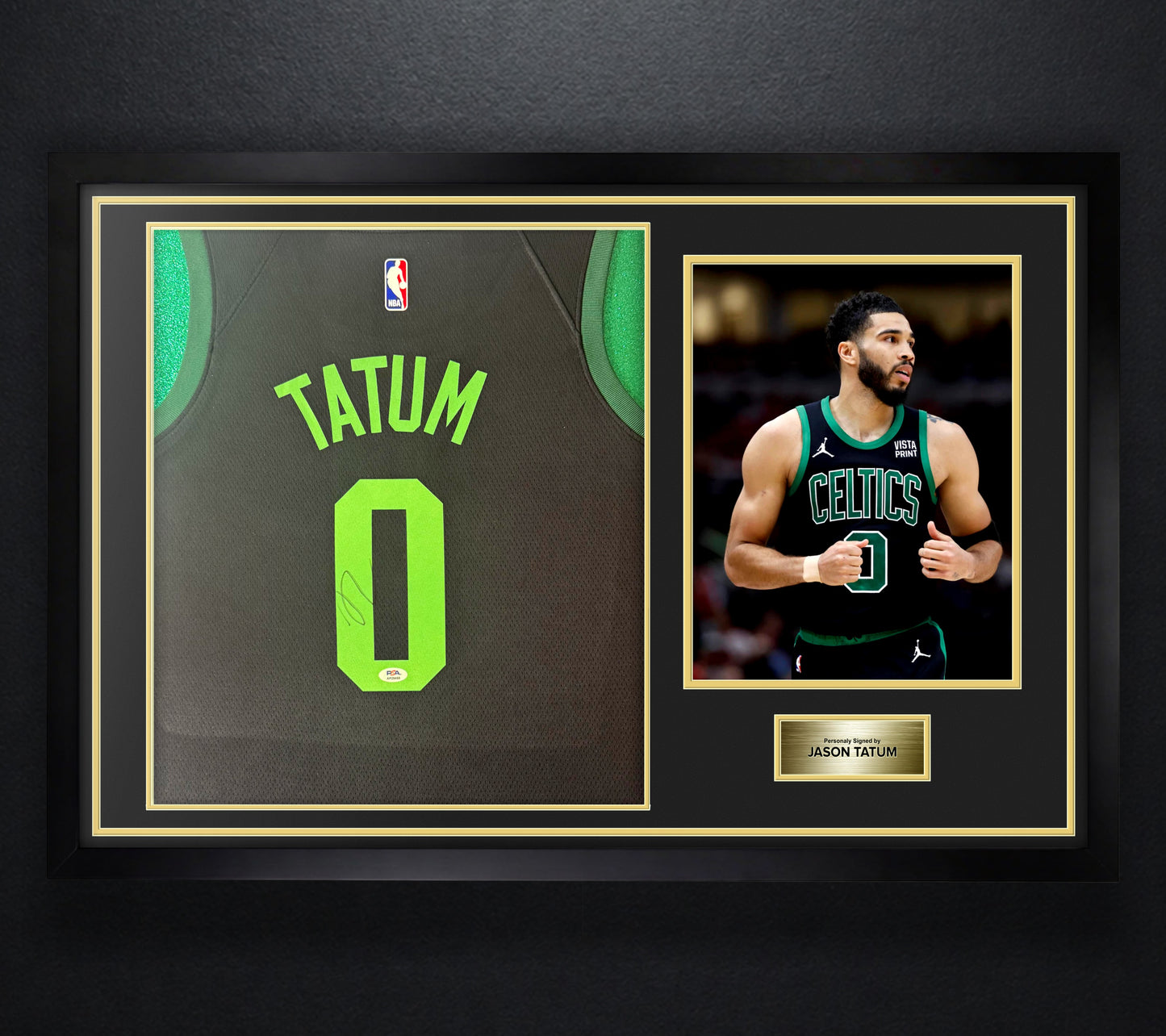 Jayson Tatum Signed Boston Celtics Nike Jersey Framed PSA COA - Photo of frame