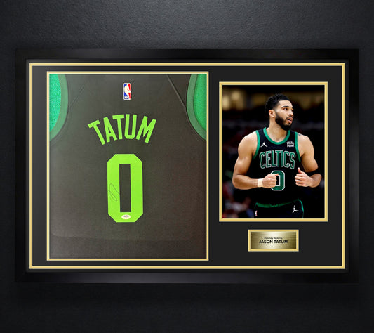 Jayson Tatum Signed Boston Celtics Nike Jersey Framed PSA COA - Photo of frame