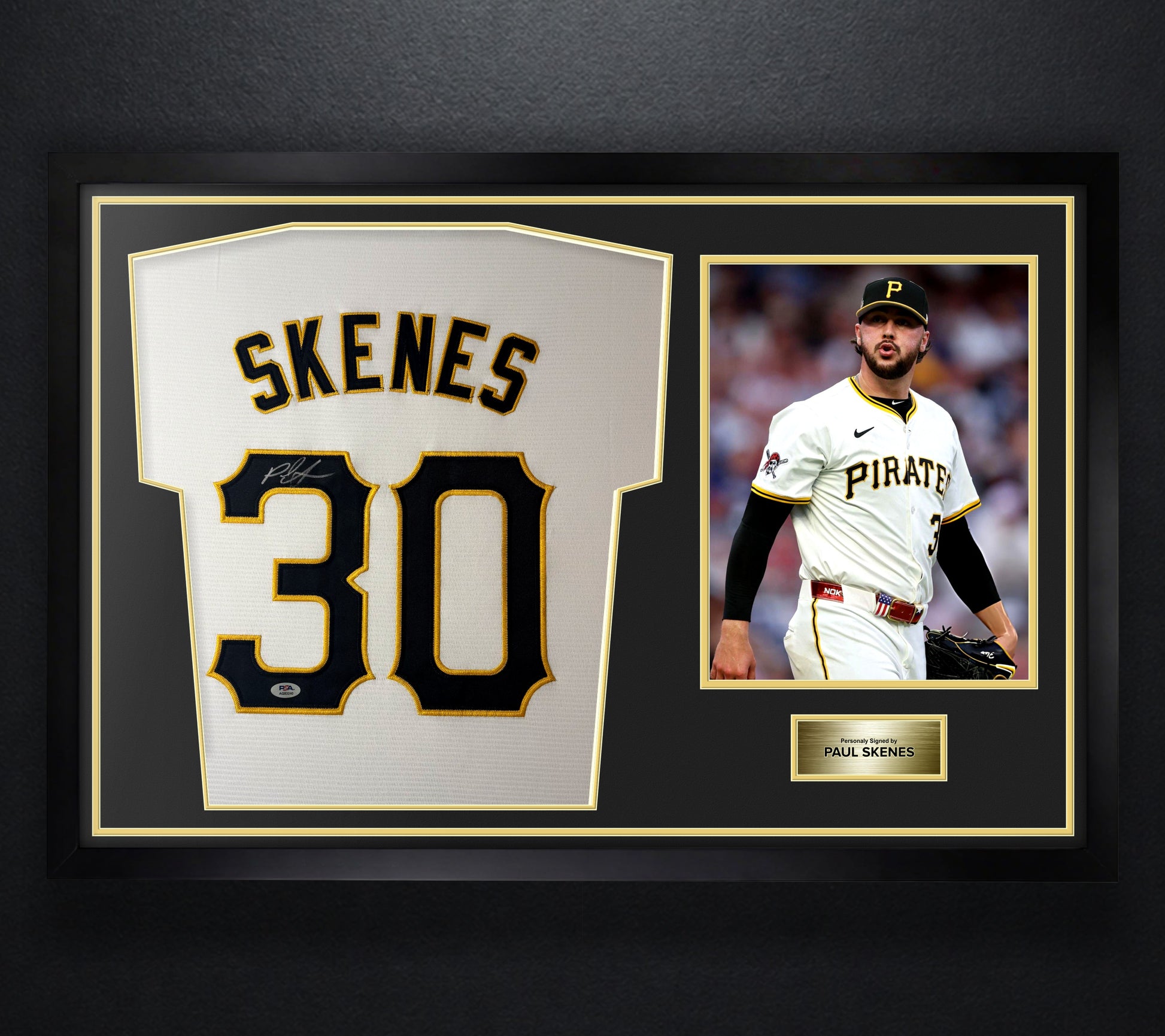 Paul Skenes Signed Pittsburgh Pirates Nike Jersey Framed PSA COA - Photo of frame