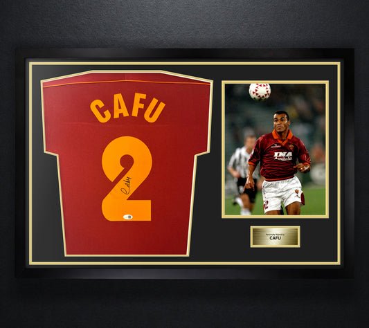 Cafu Signed AS Roma Diadora Jersey Framed JSA COA - Photo of frame
