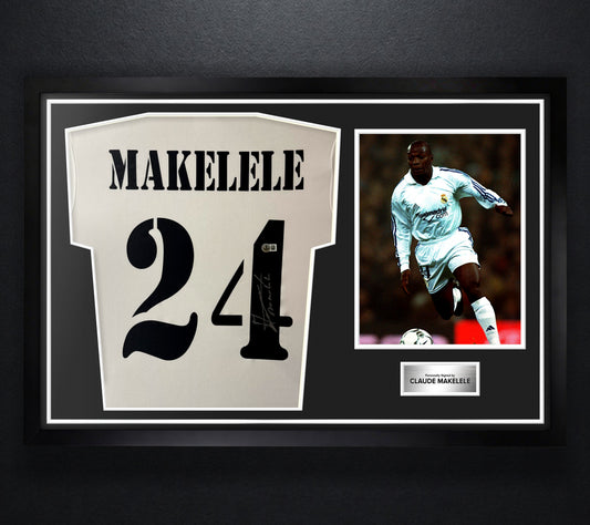 Claude Makelele Signed Real Madrid Adidas Jersey Framed Beckett COA - Photo of frame